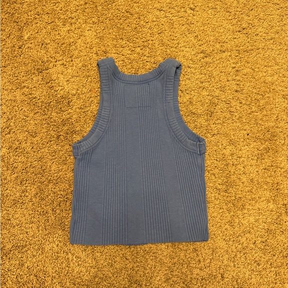 Arie- Bright Blue Ribbed Crop Top - Picture 2 of 2